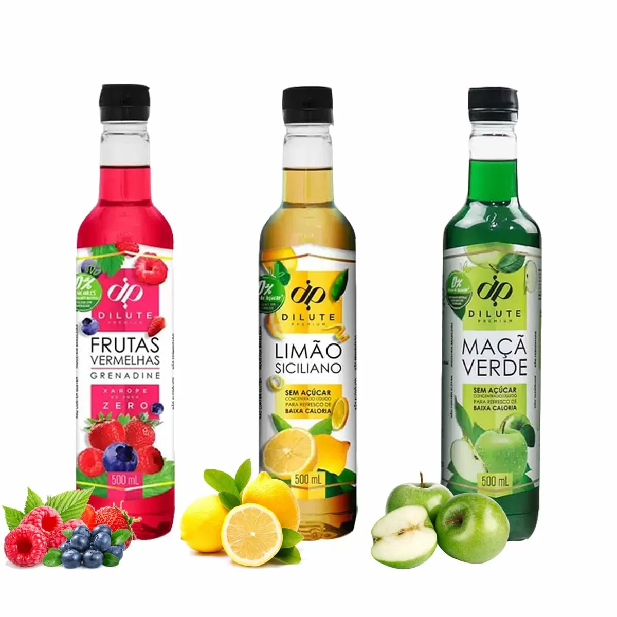 Kit 3 Xarope Para Soda Italiana E Drinks Dilute Zero Açúcar